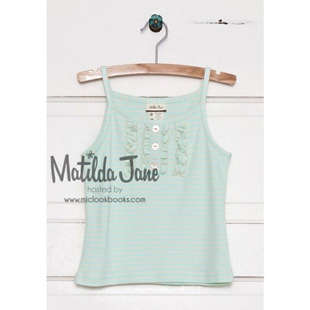 Matilda Jane HONEYDEW Tank SZ 10 Girls White Striped Top Wonderful Parade